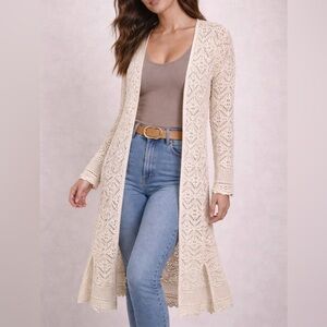 Freshman Cream Lace Cotton Cardigan/Duster
